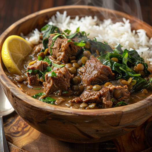 Lamb Rice Recipe: A Hearty One-Pot Dish with Lentils and Spinach.