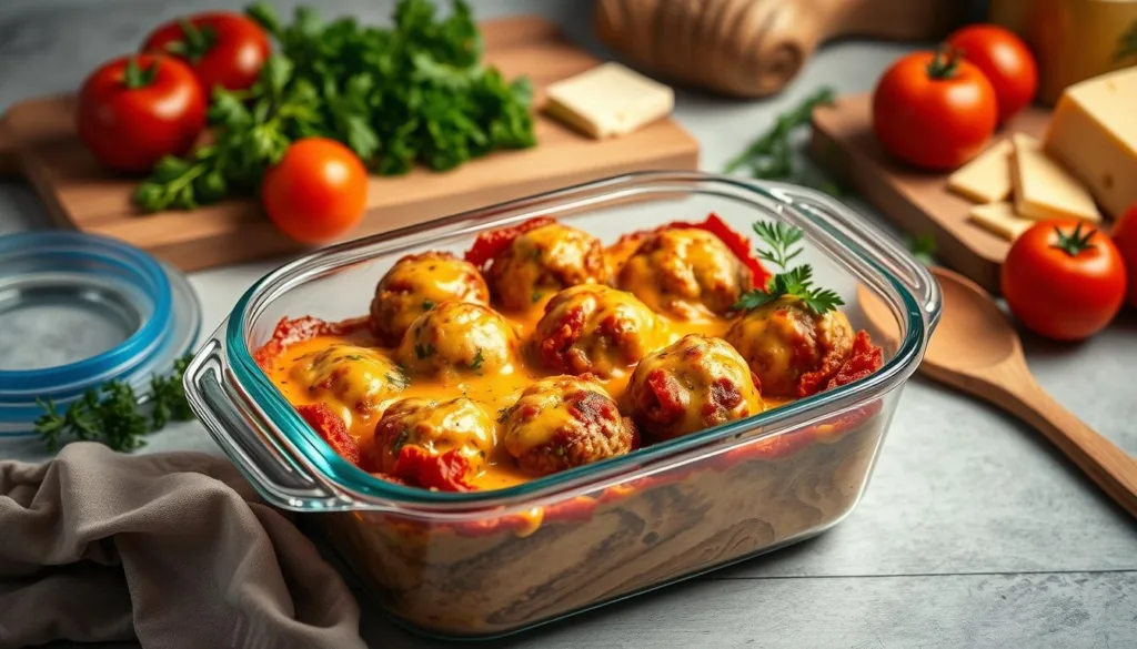 Meal Prep Meatball Casserole Storage