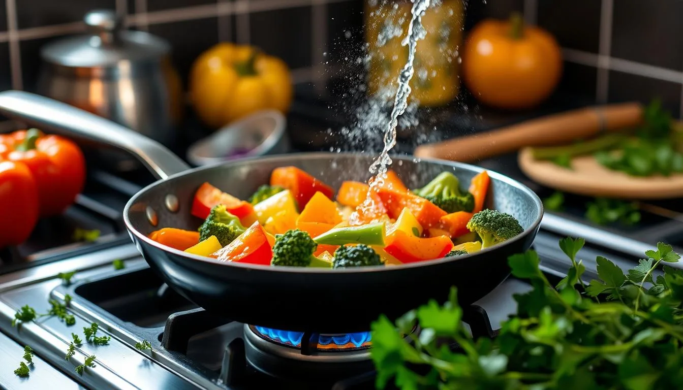 how to use water to sauté vegetables