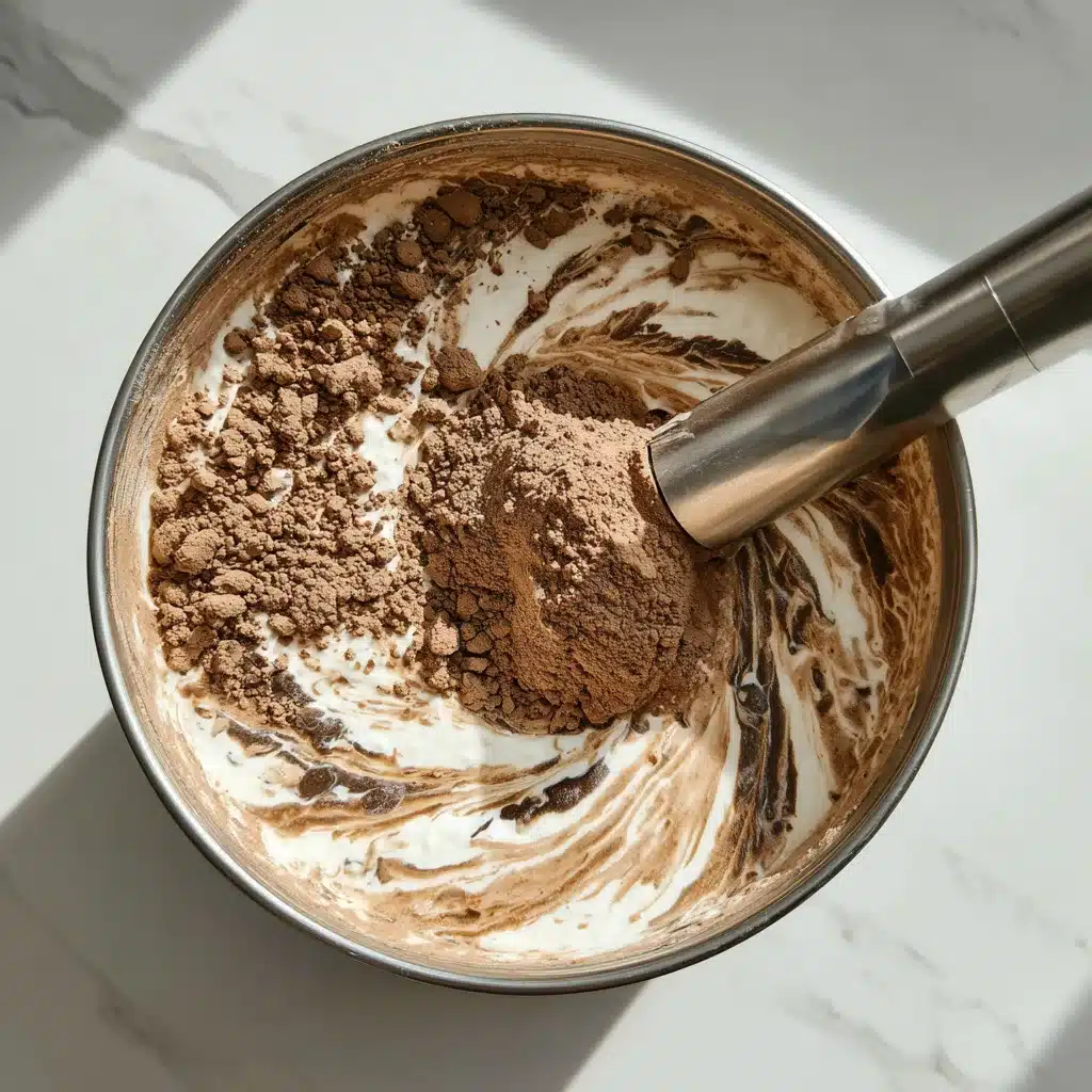 High Protein Chocolate Cream 8 Mixing high protein chocolate cream ingredients