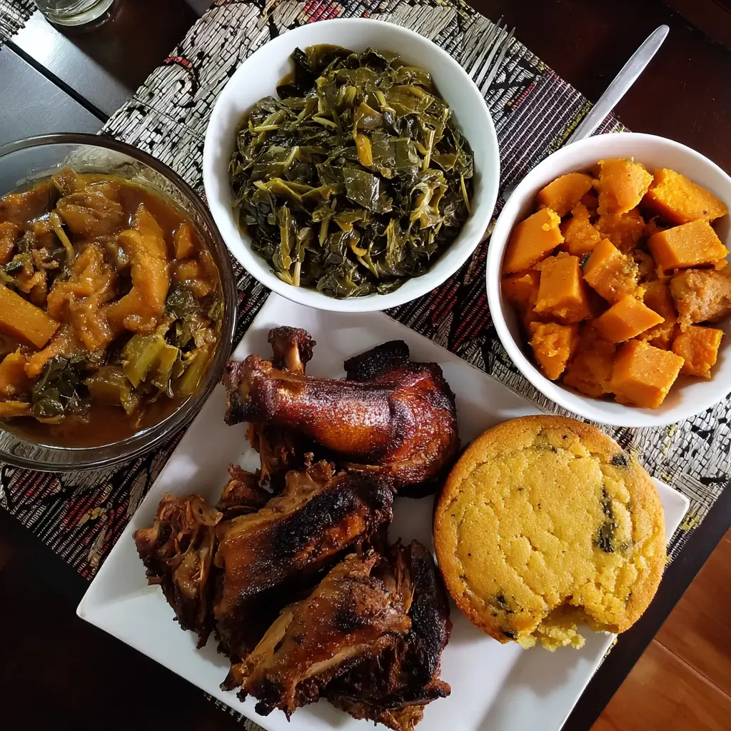Smoked Turkey Tails: The Ultimate Guide to Flavor, Cooking, and Nutrition 9 Southern dinner with smoked turkey tails and sides