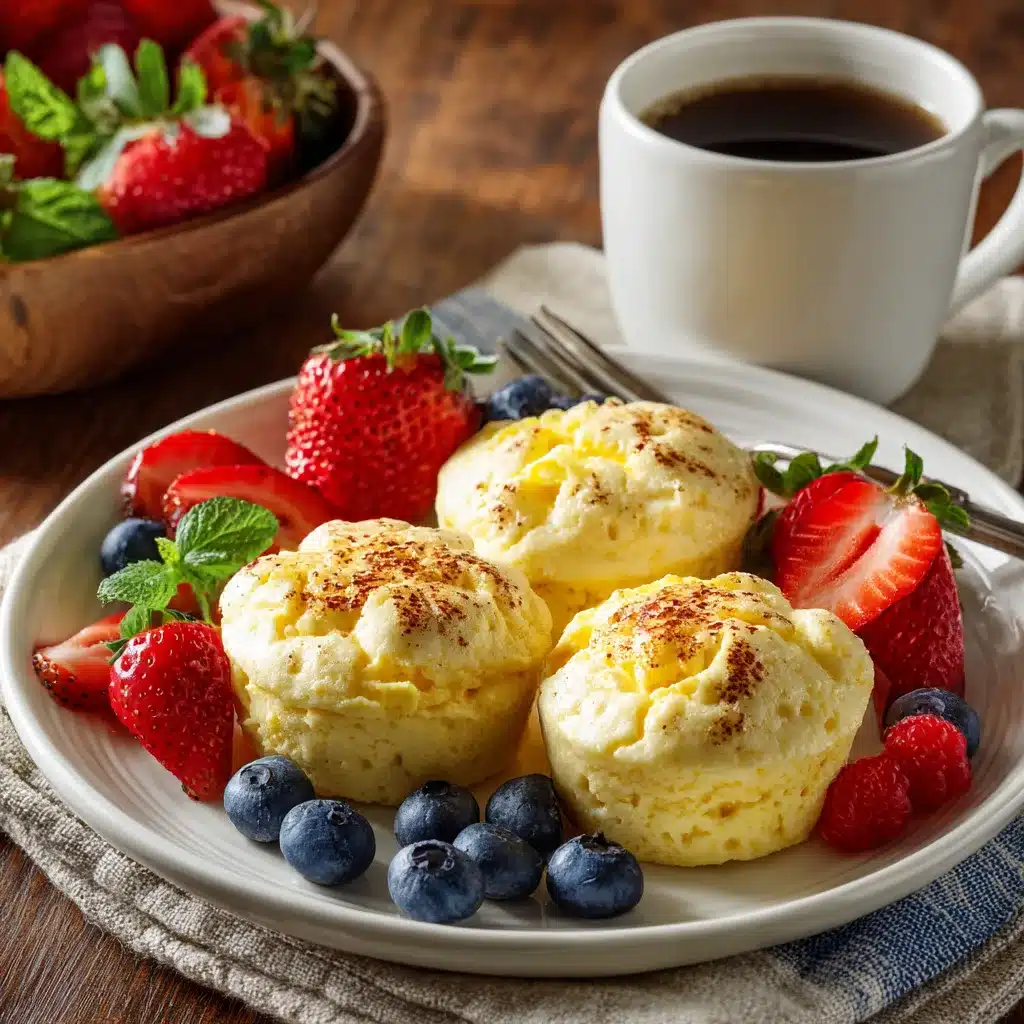 High-Protein Cottage Cheese Egg Bites 9 Served cottage cheese egg bites with sides