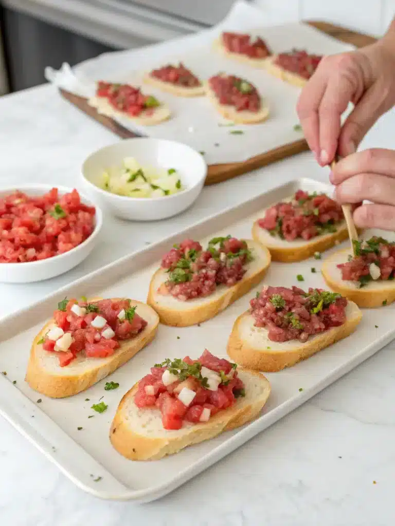 Beef Tartare Bruschetta: How to Make the Best Appetizer in 5 Easy Steps 3 Bruschetta with Beef Tartare-Step by Step