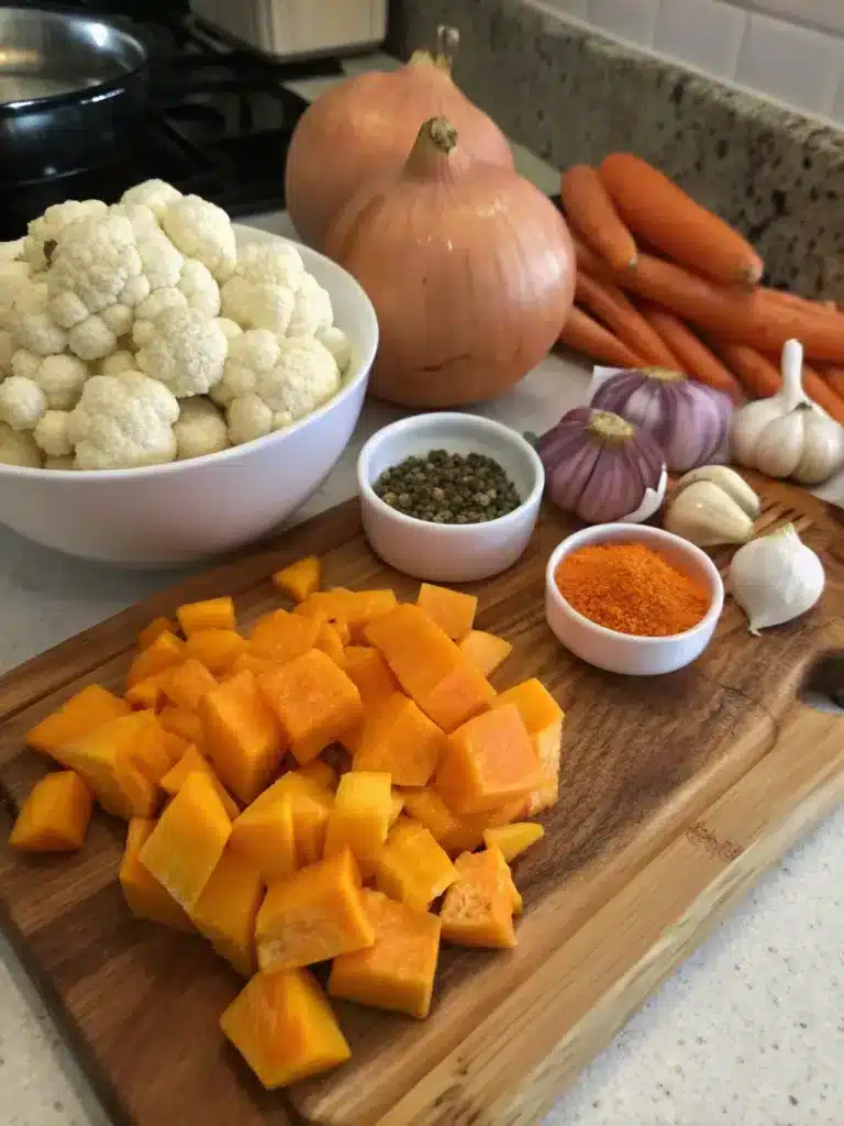 The Ultimate Roasted Pumpkin & Cauliflower Soup Recipe: Comfort in a Bowl 2 Roasted Pumpkin & Cauliflower Soup-ingredients