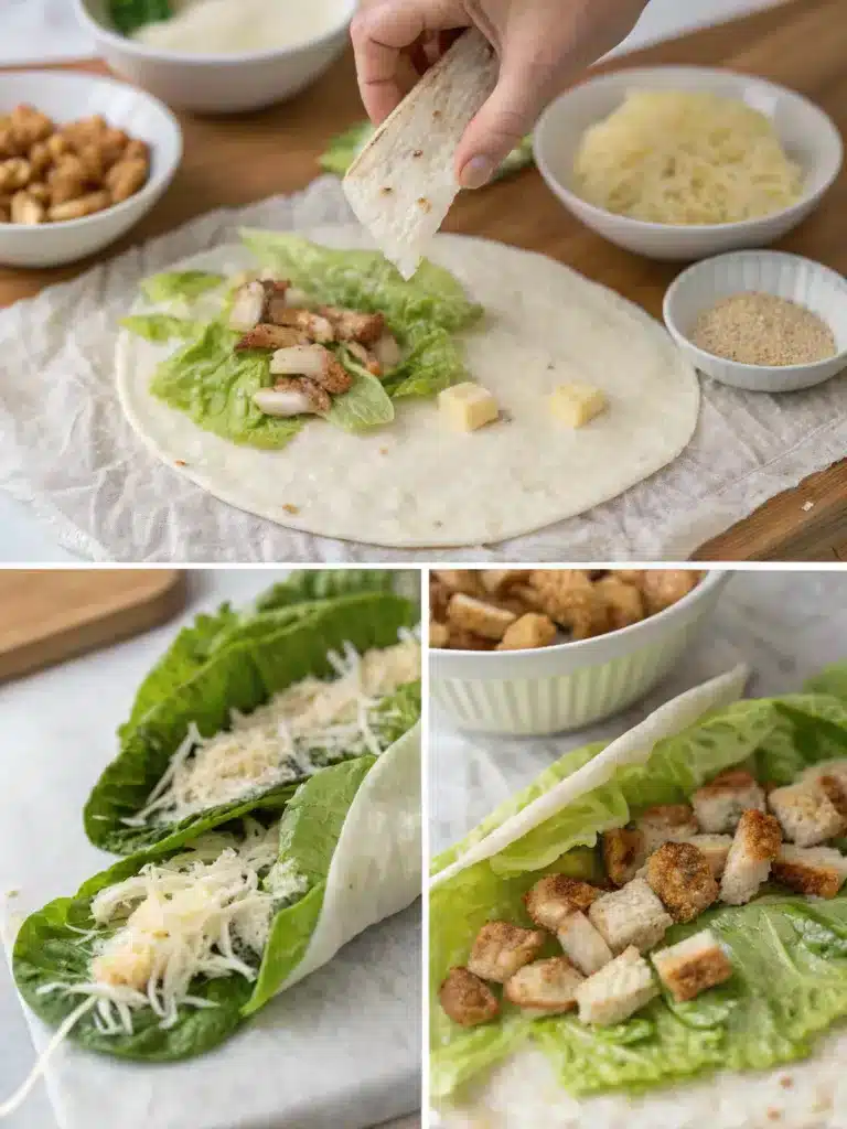 caesar salad wrap-Step by Step