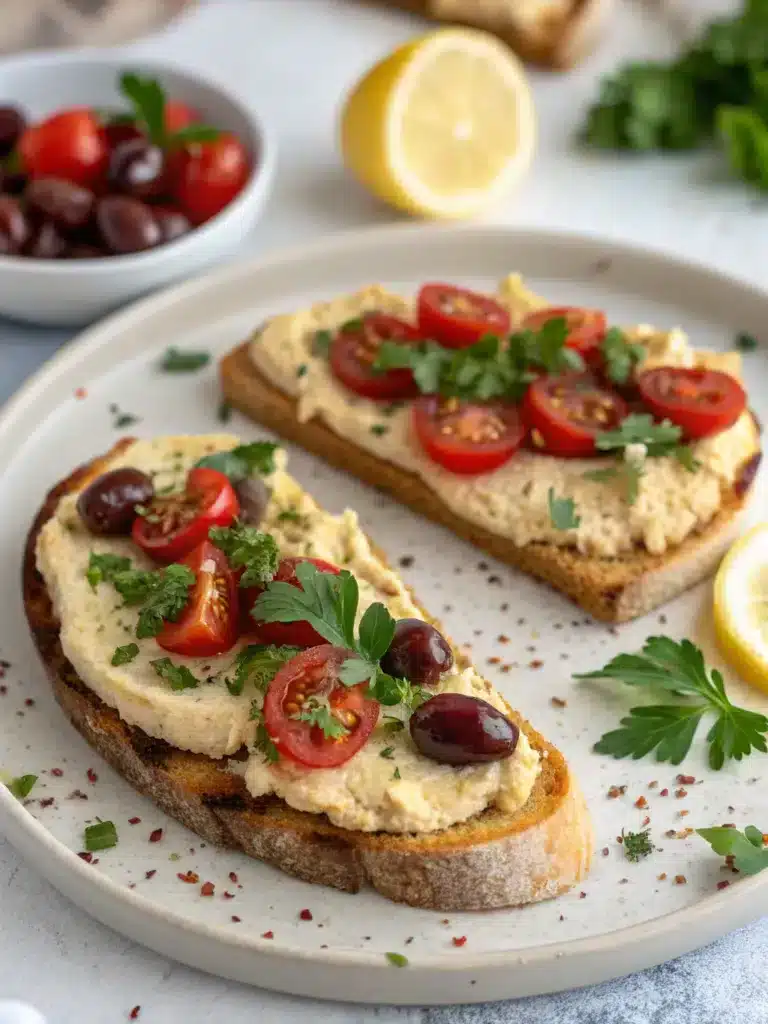 mediterranean hummus toast