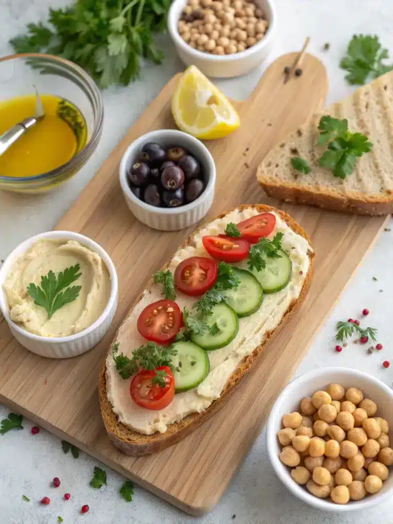 Mediterranean Hummus Toast: A Fresh and Vibrant Breakfast Upgrade 2 mediterranean hummus toast-ingredients