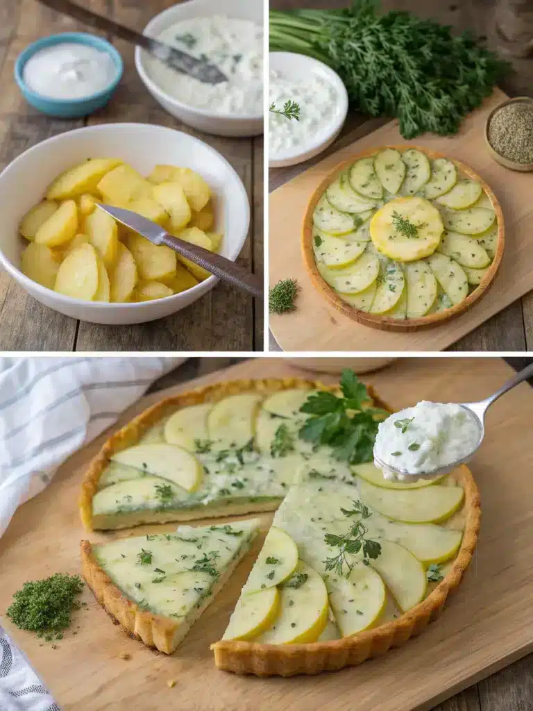 Mediterranean Potato Crust Tart with Tzatziki: How to Make the Best Summer Dish! 3 Mediterranean Potato Crust Tart with Tzatziki-Step by Step