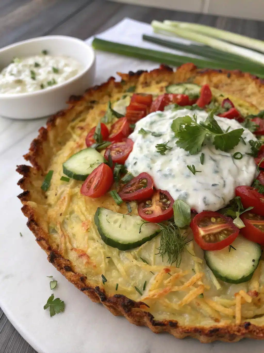 Home 7 Mediterranean Potato Crust Tart with Tzatziki